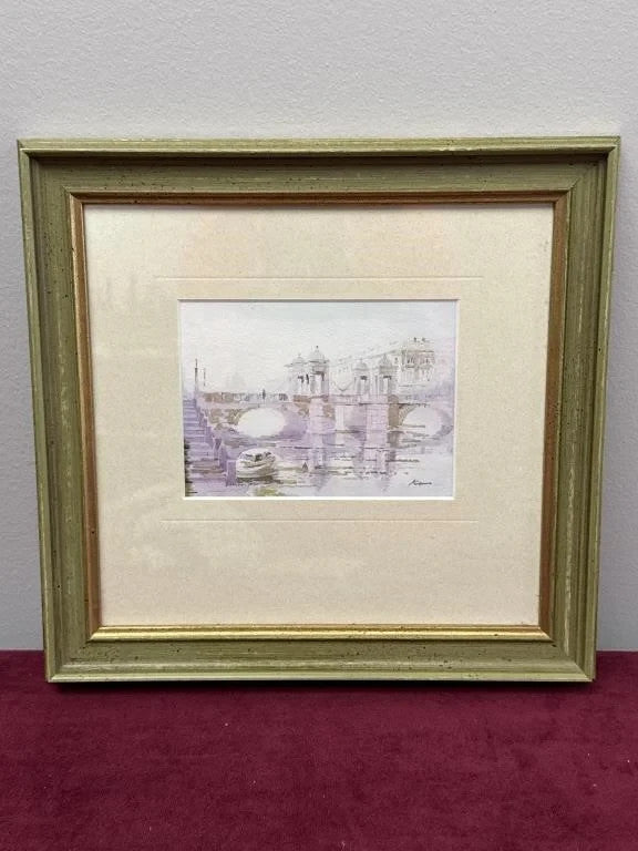 Krylova Zayia Original Watercolor Lomonosov Bridge St. Petersburg Russia