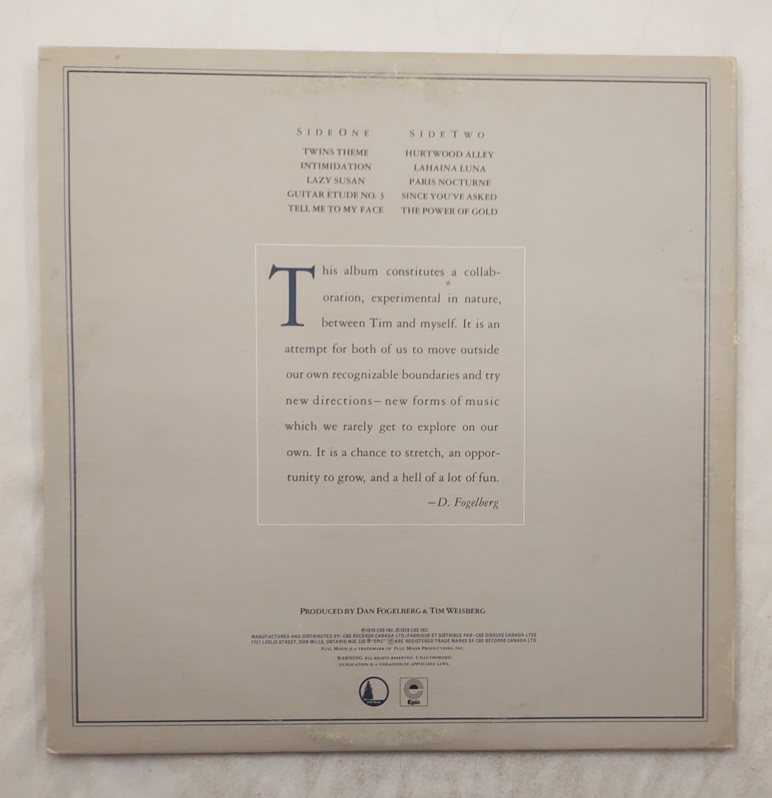 Dan Fogelberg & Tim Weisberg – Twin Sons of Different Mothers LP