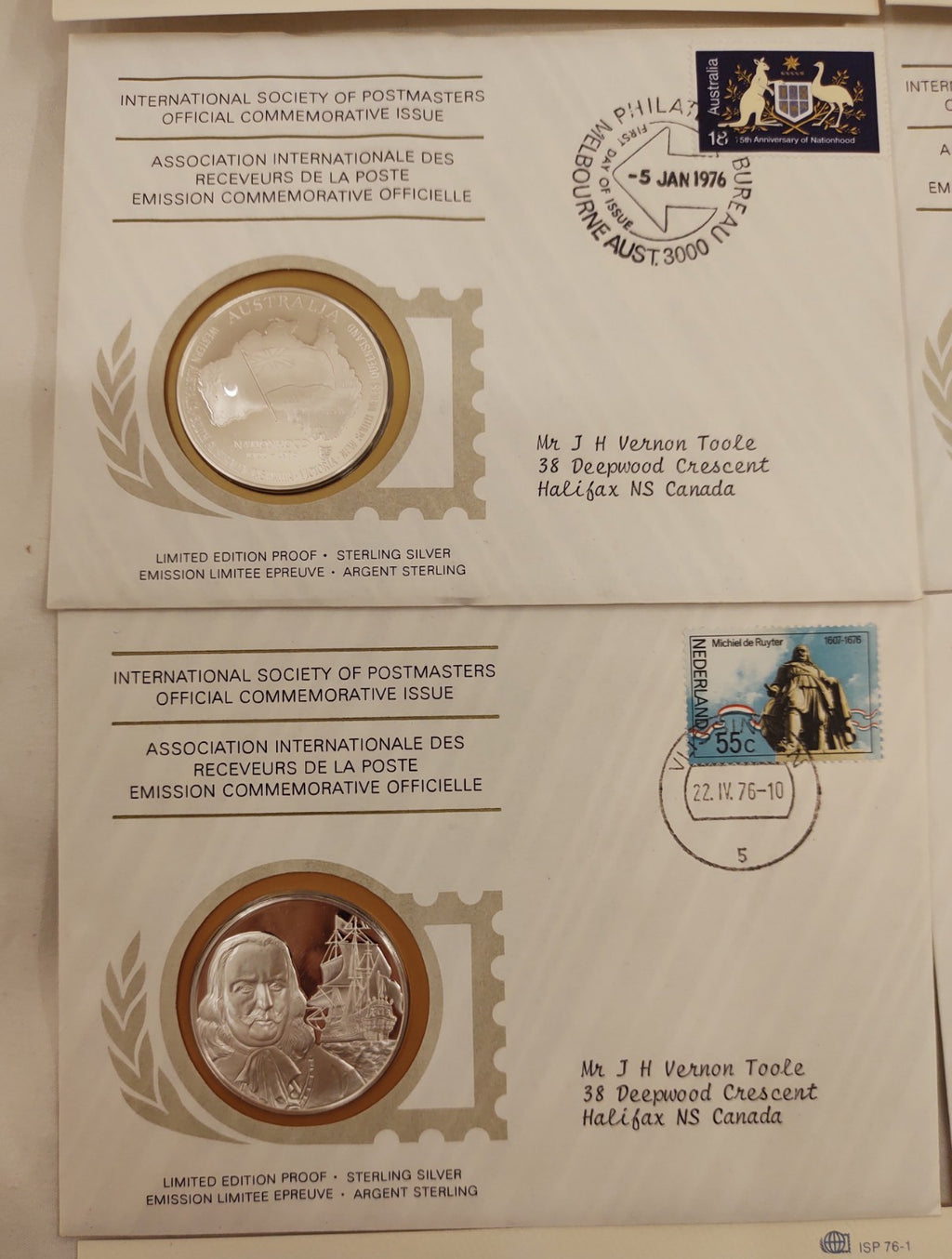 24 ISPM Sterling Silver Proof Medals 1975–76 w/ FDC Envelopes & COAs – Mint