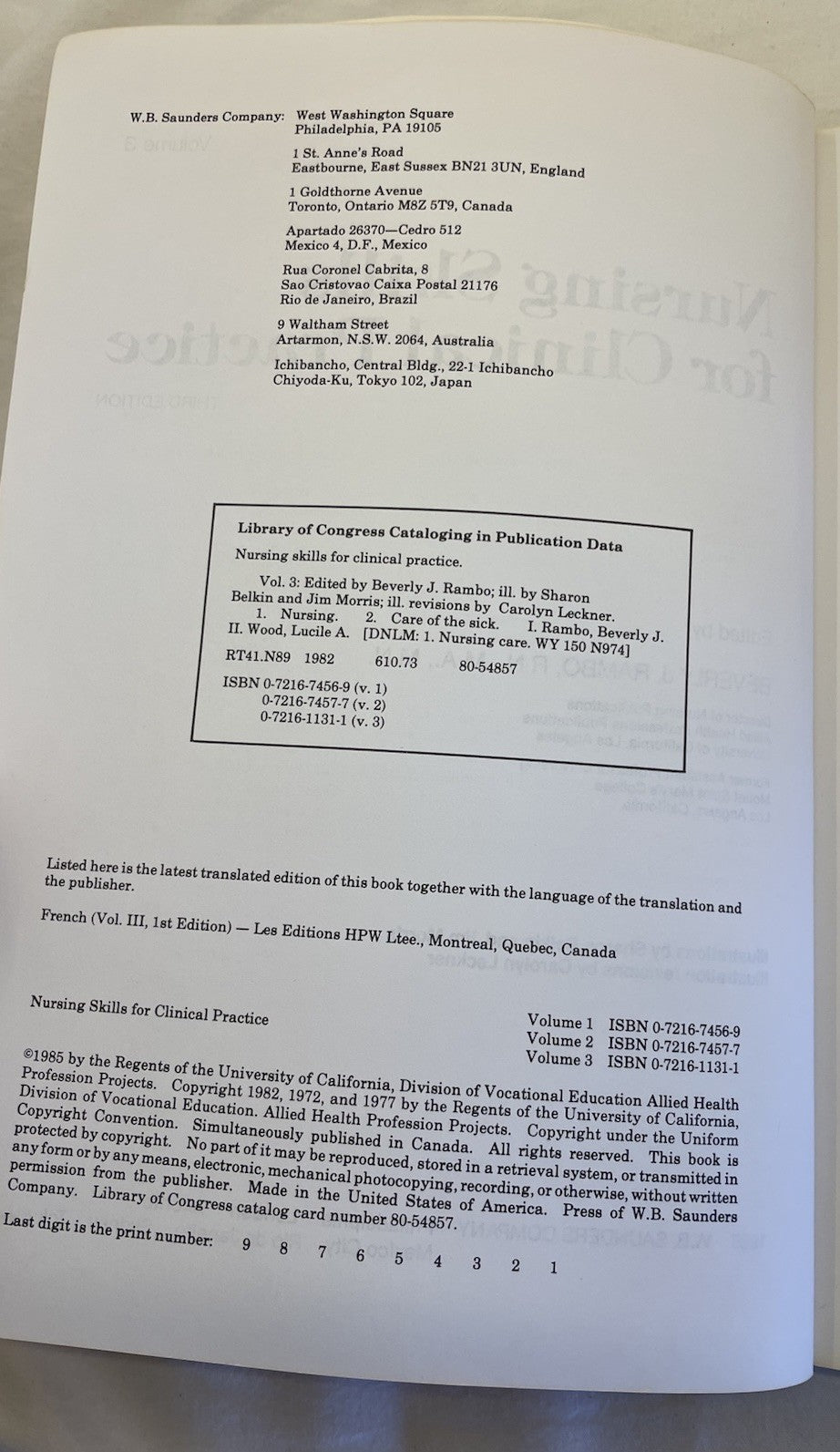Nursing Skills Vol 3 HC Beverly Rambo 1982 Vtg Textbook Student RN Med