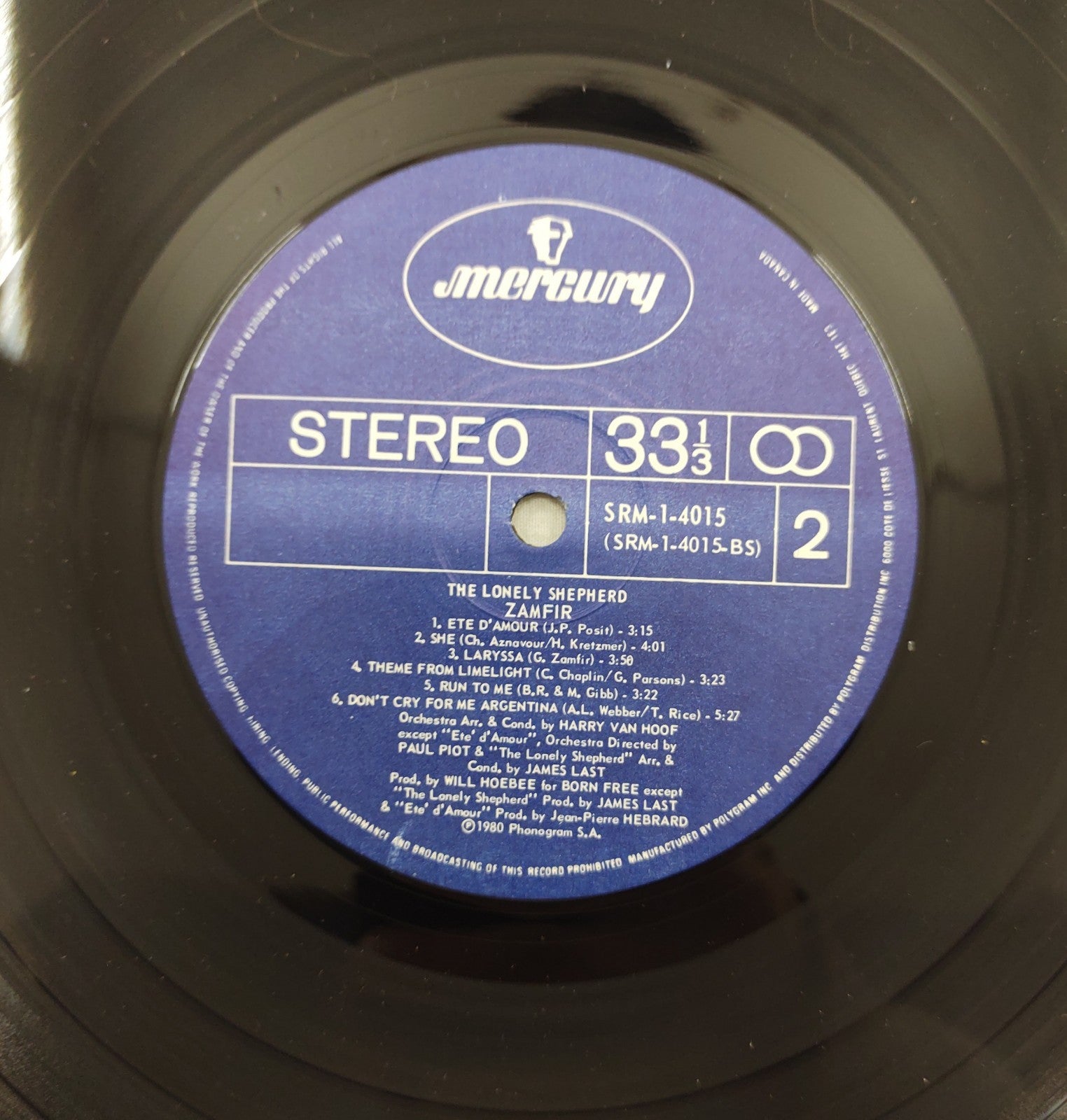Zamfir - The Lonely Shepherd LP Mercury SRM-1-4015 Europe 1980 James Last