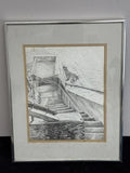 B.W. Neway 1989 Original Pencil Drawing Vintage Sketch Artwork Framed
