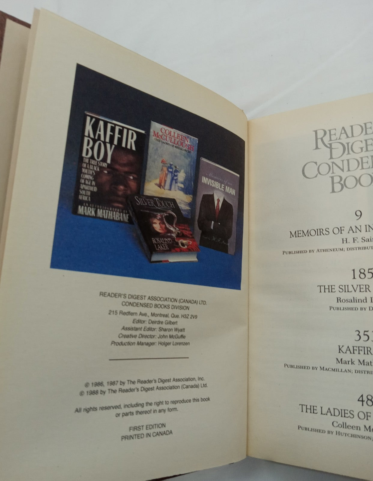 1988 Reader's Digest Condensed 1st Ed HC Leather Gilt Vtg NM Fiction