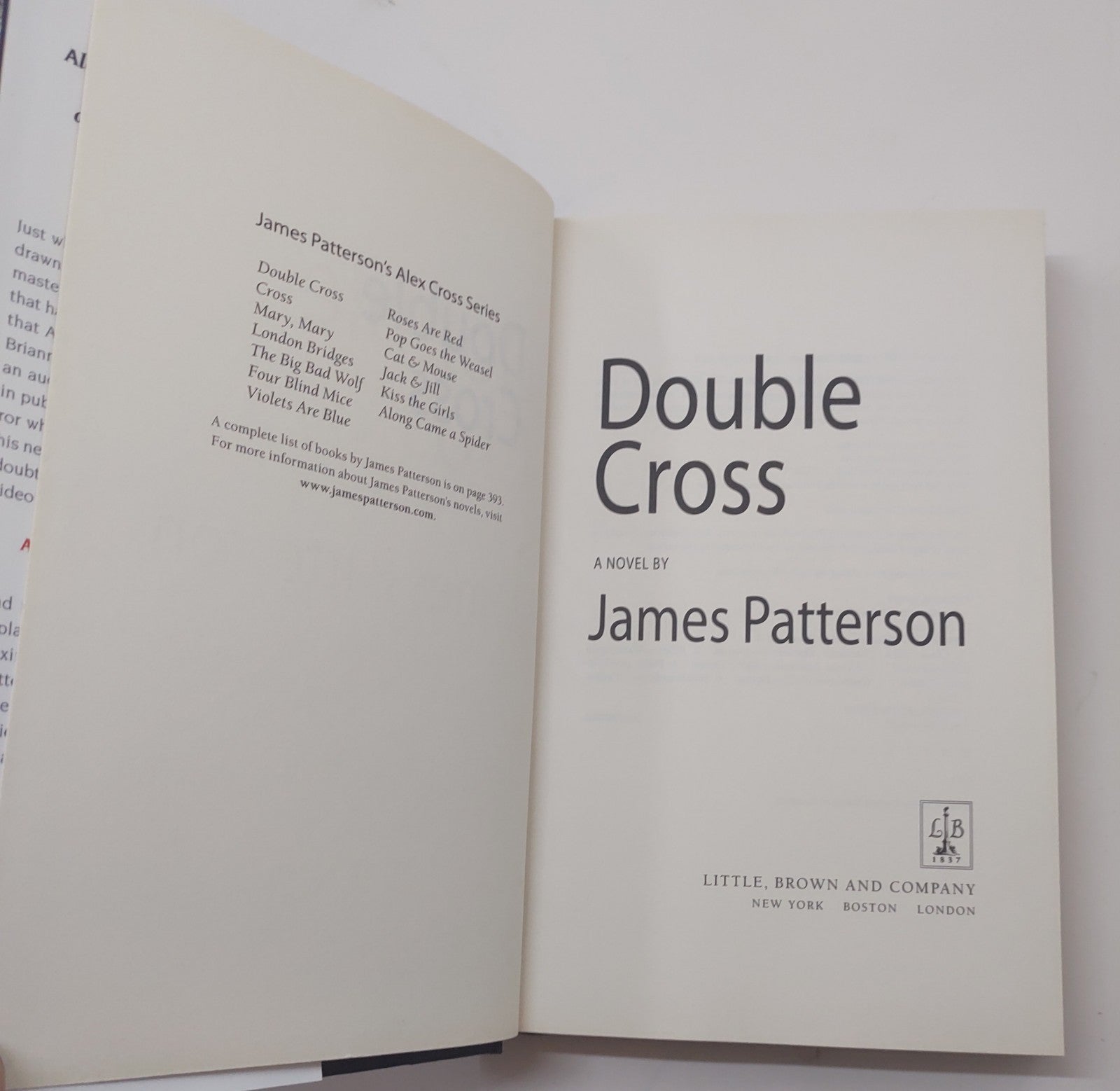 James Patterson Double Cross (Alex Cross Book 13) 2007 Hardcover Thriller