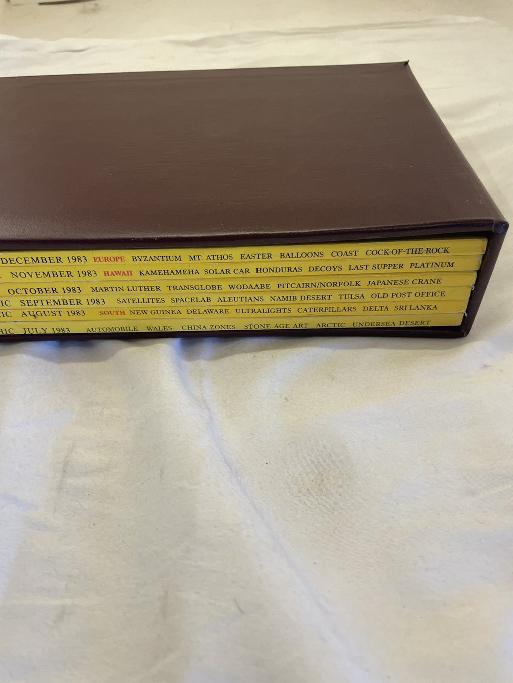 Nat Geo Mags Jul–Dec 1983 Vtg Slipcvr Wildlife Set Decor Atlas Nature