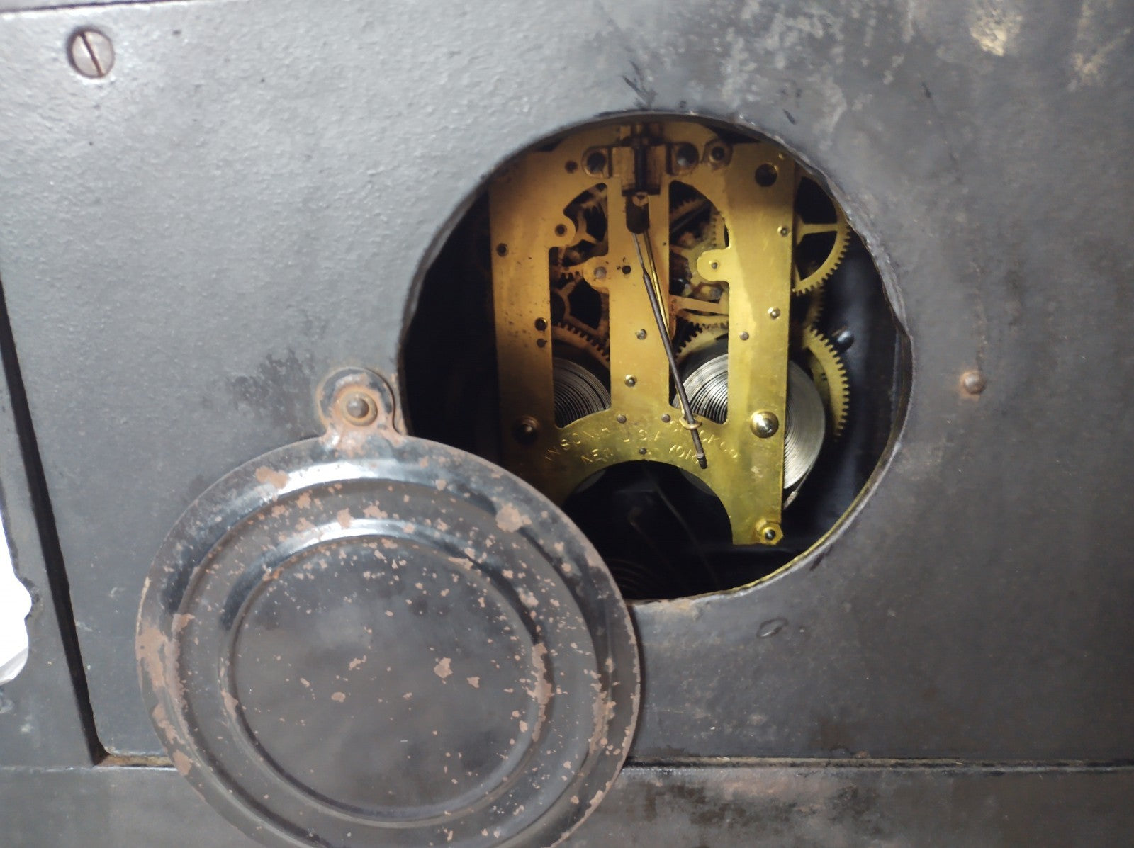 Antique 1886 Ansonia Cast Iron Figural Mantel Clock Empire Running Original