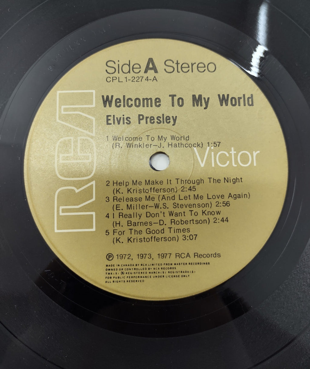 Elvis Presley – Welcome To My World Vinyl LP (1977) RCA APL1-2274