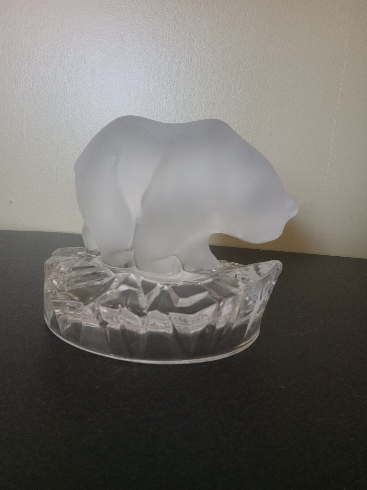 Vintage Crystal Figurine – Frosted Polar Bear with Cub by Nachtmann
