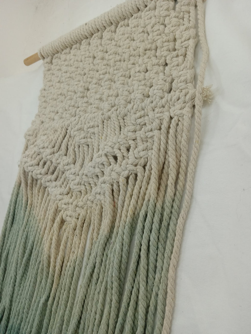 Macrame Ombré Teal And Cream Hanging Wall Art Bohemian