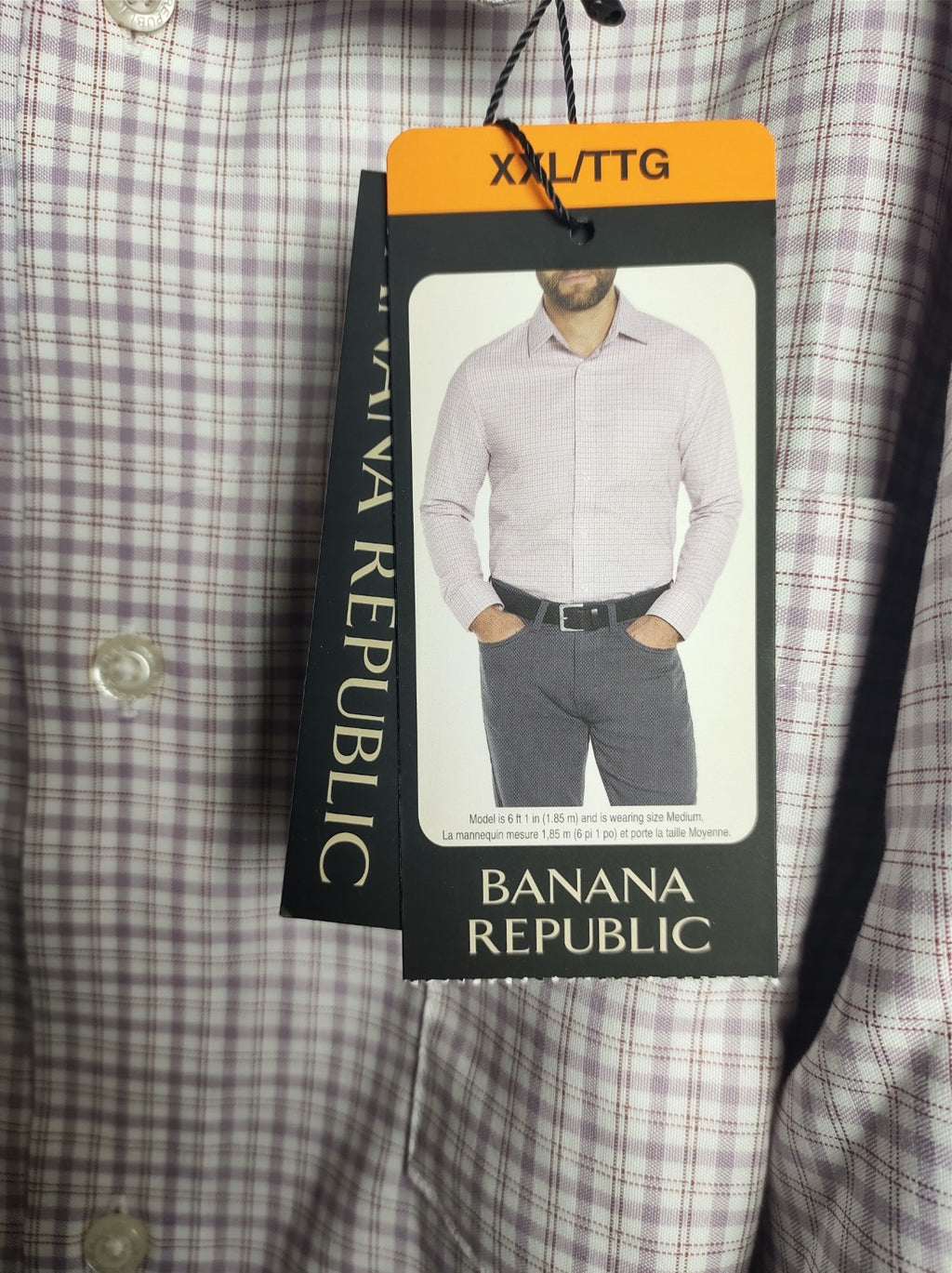 Banana Republic Men’s XXL Light Purple Check Dress Shirt Long Sleeve NWT