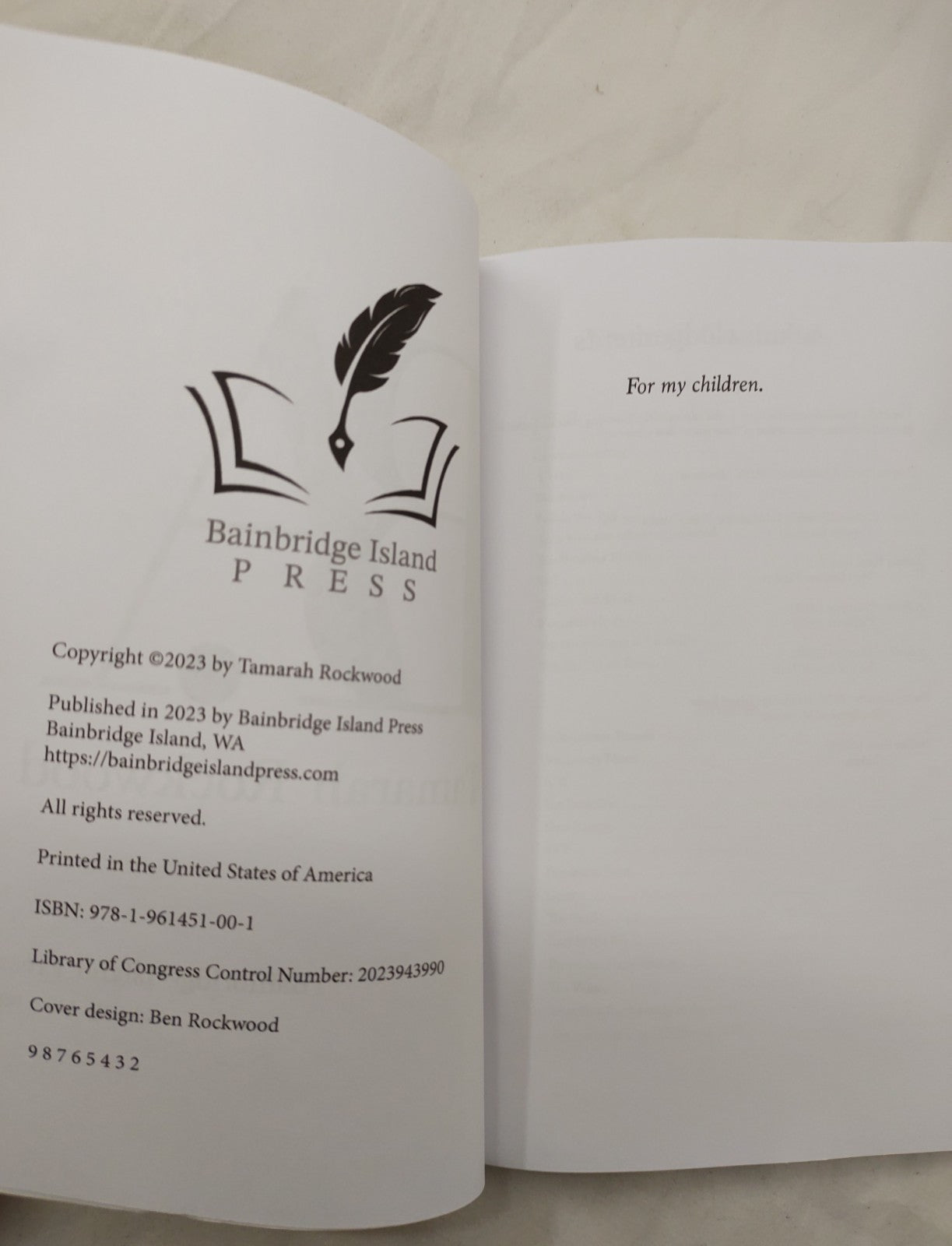 Tamarah Rockwood – Bainbridge Island Press Paperback 2023 ISBN 9781961451001