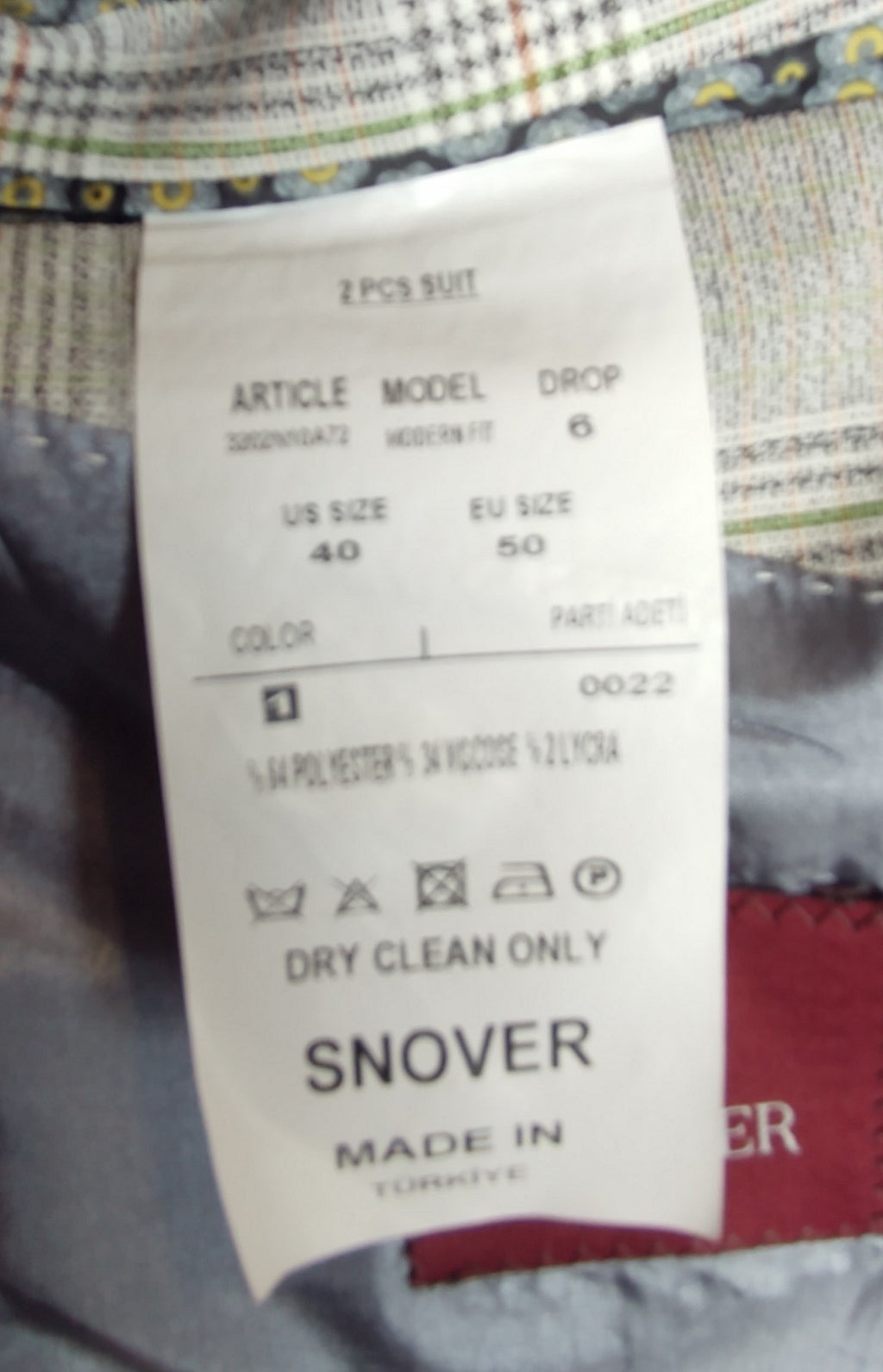 Snover Light Grey Check Blazer Men's Size 40 Modern Tailored Jacket