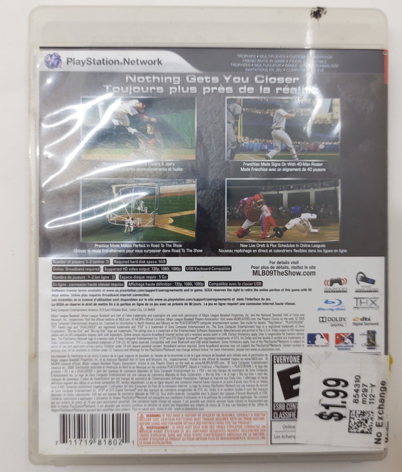 MLB 09 The Show (Sony PlayStation 3, 2009) PS3 Baseball Video Game