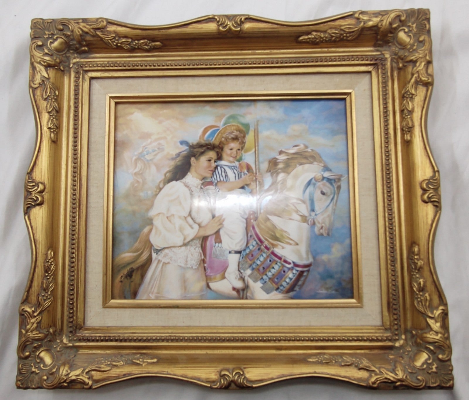 Franklin Mint Sandra Kuck “Memories” Framed Porcelain Art 16x14 Vintage