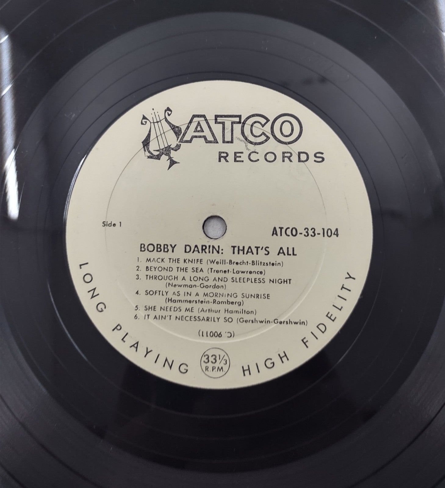 Bobby Darin That's All LP ATCO 33-104 Mono 1956 Vocal Jazz Pop Classic Vinyl LP