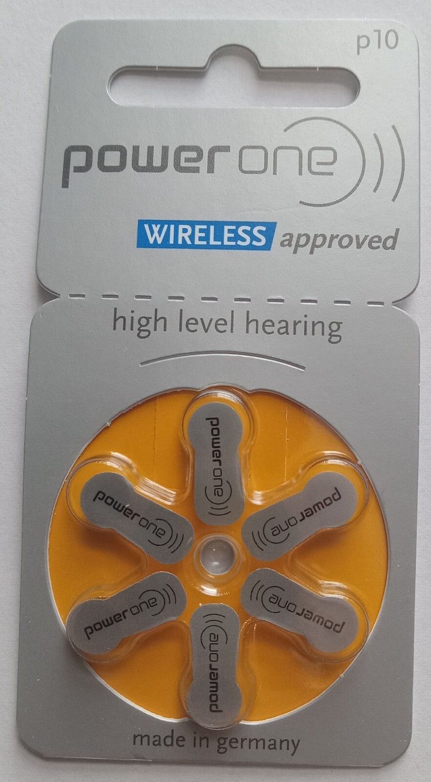 PowerOne P10 Zinc Air Battery 1.45V Size 10 – 6 Pack Hearing Aid Batteries