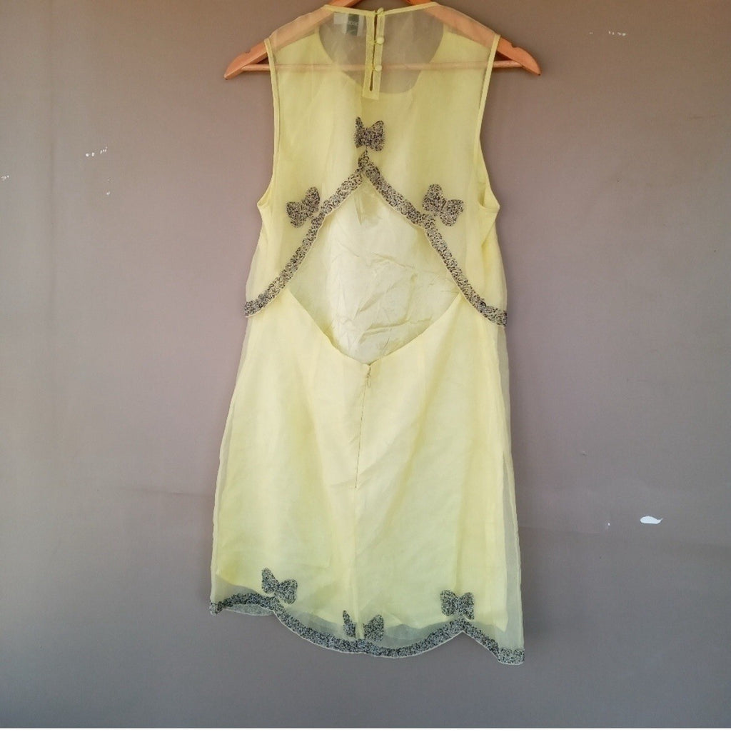 ASOS Lime Green Tulle Beaded Backless Mini Dress – Size 14 – Party Ready
