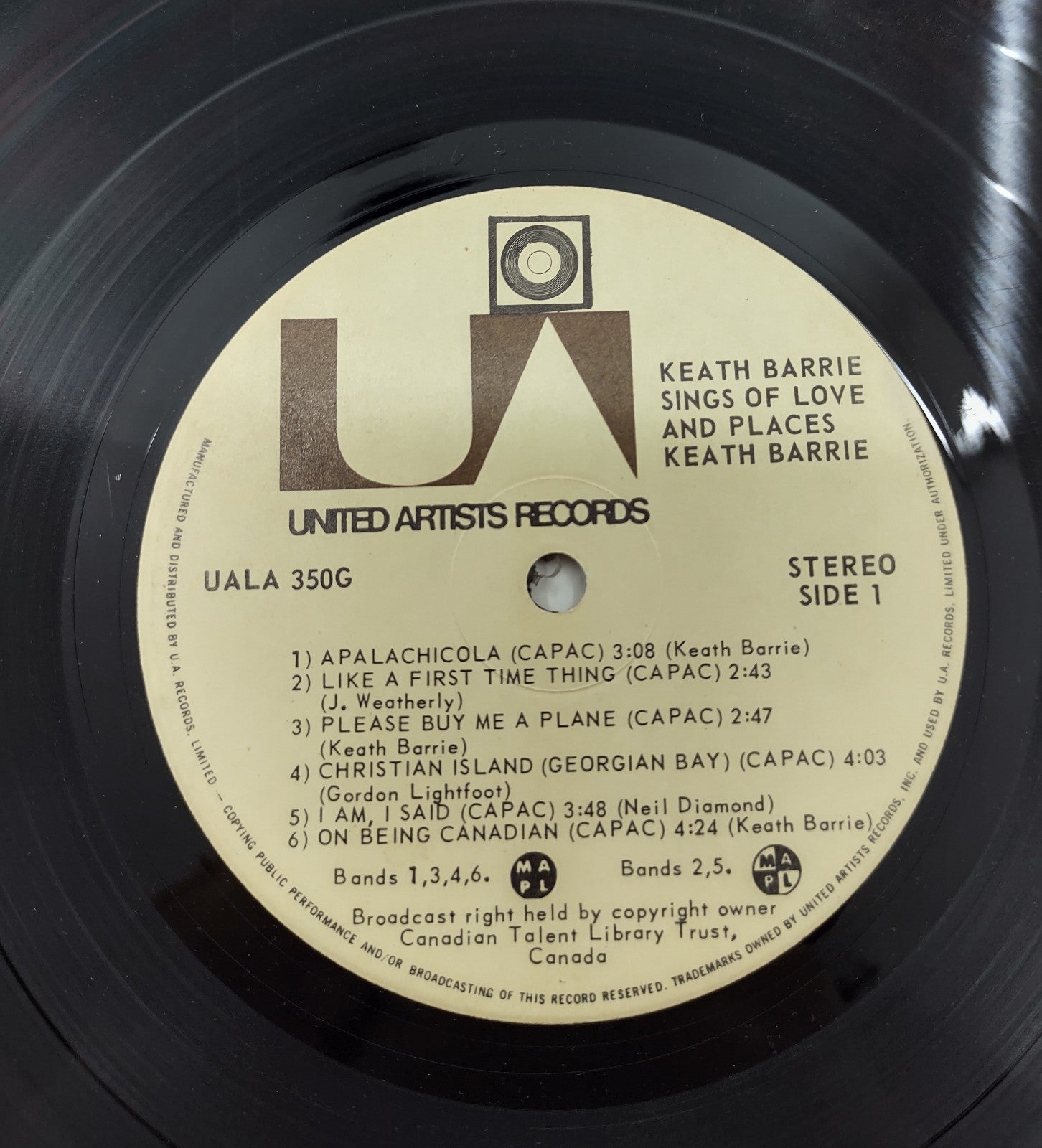 Keath Barrie – Sings of Love & Places (1974) Vinyl LP UA Folk UALA-350G