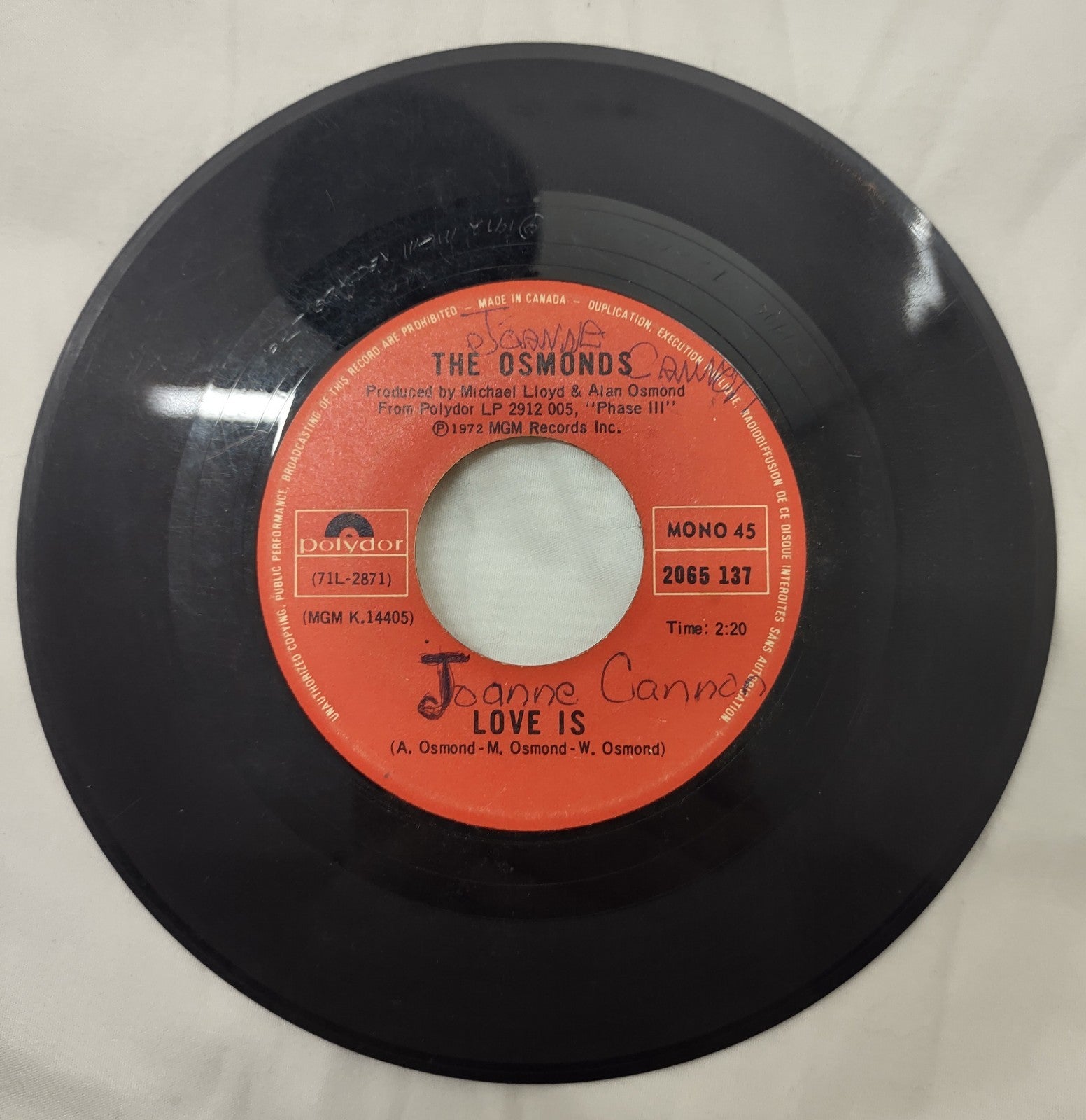 The Osmonds – Hold Her Tight 7" Vinyl Single Polydor K14405 1972