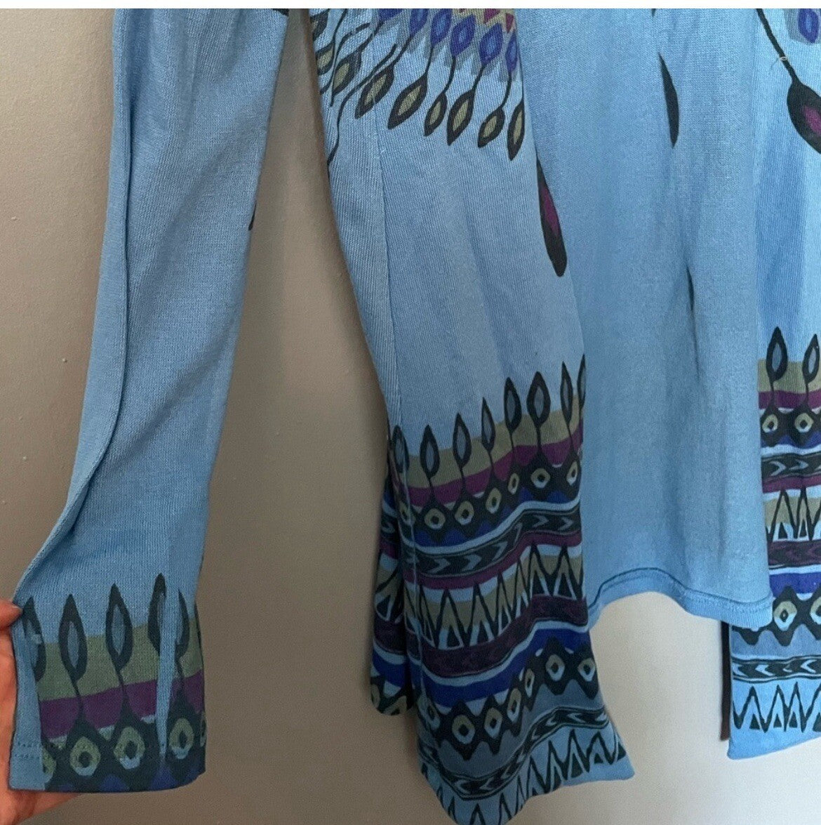 Casa Lee Multicolor Blue Long Sleeve Color Blue Long sleeve Cardigan Size Small