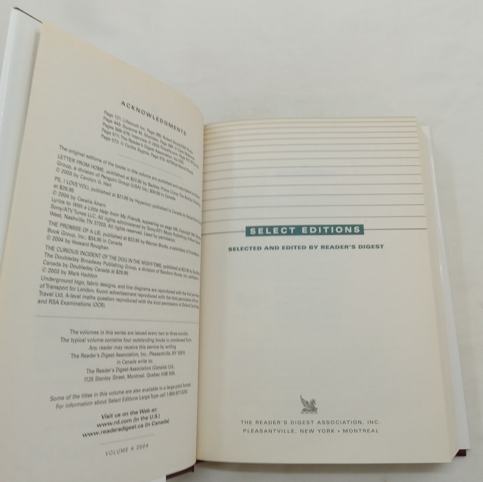 Reader's Digest Select Editions Vol 4 2004 HC 1st Ed w/ Dust Jacket
