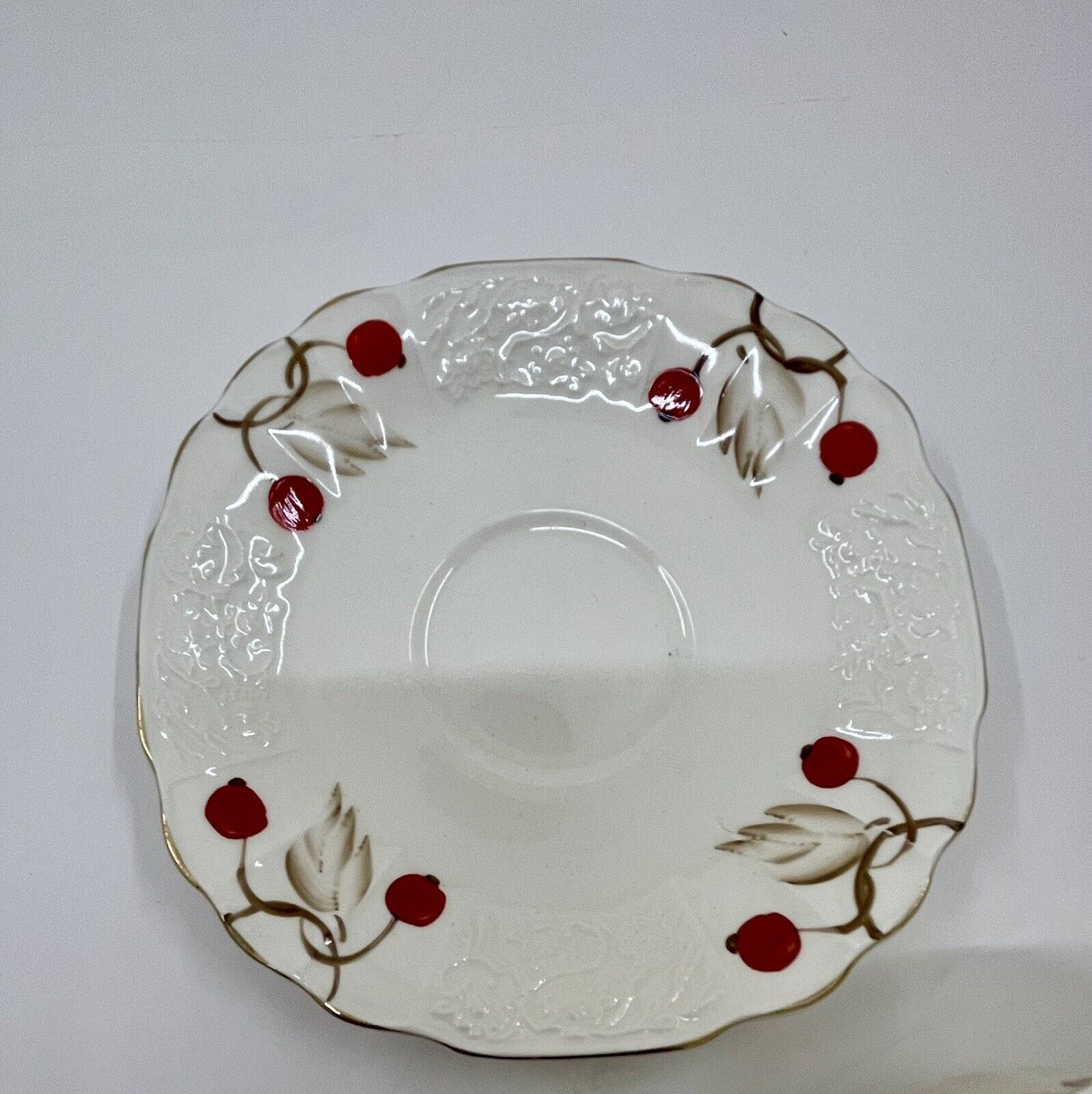 Myott Cherry Ripe Bone China Teacup & Saucer England Rose Floral Classic