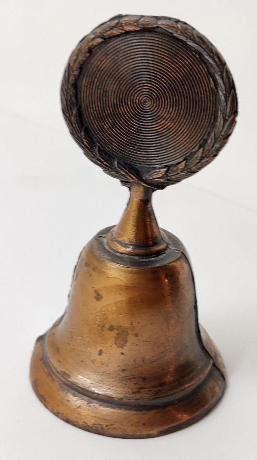 Vintage Copper Tone Souvenir Bell with Laurel Wreath Handle