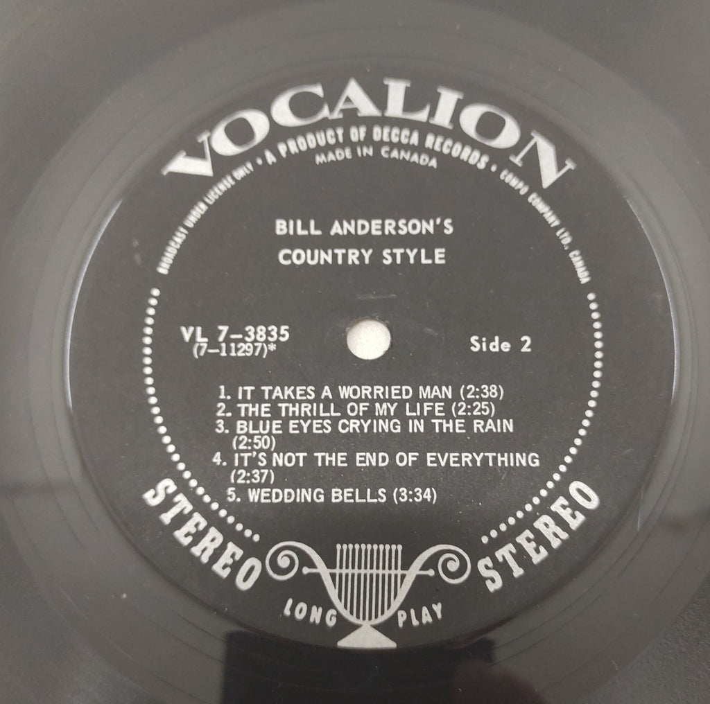 Bill Anderson – Country Style Vocalion Stereo LP VL-7-3835 Country