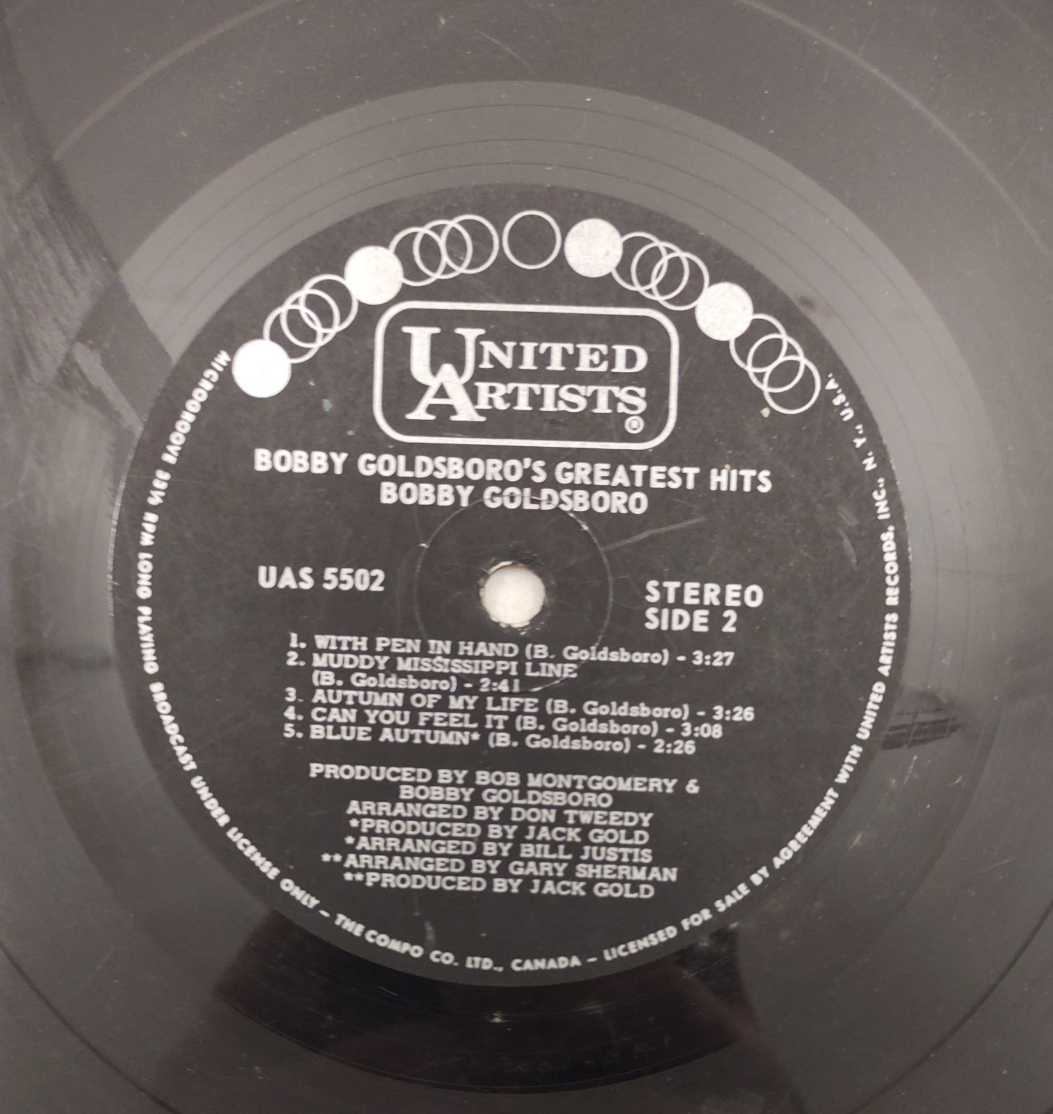 Bobby Goldsboro – Greatest Hits LP United Artists Canada