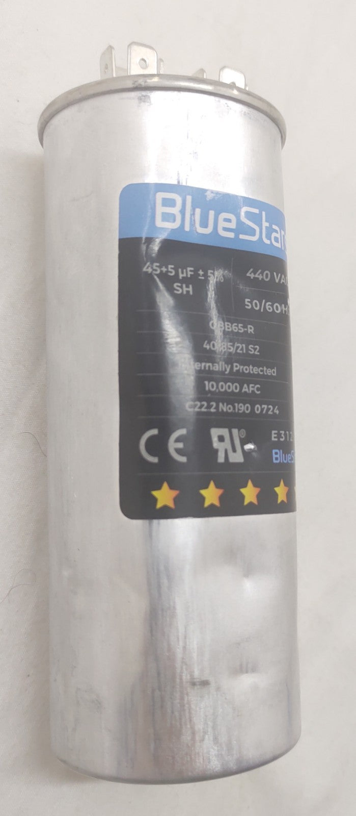 BlueStar 45+5 µF Dual Run Capacitor 440VAC CBB65-R HVAC Motor