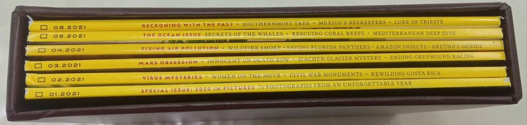 Nat Geo Jan–June 2021 | 6 VG+ Issues in Leatherette Slipcover Case