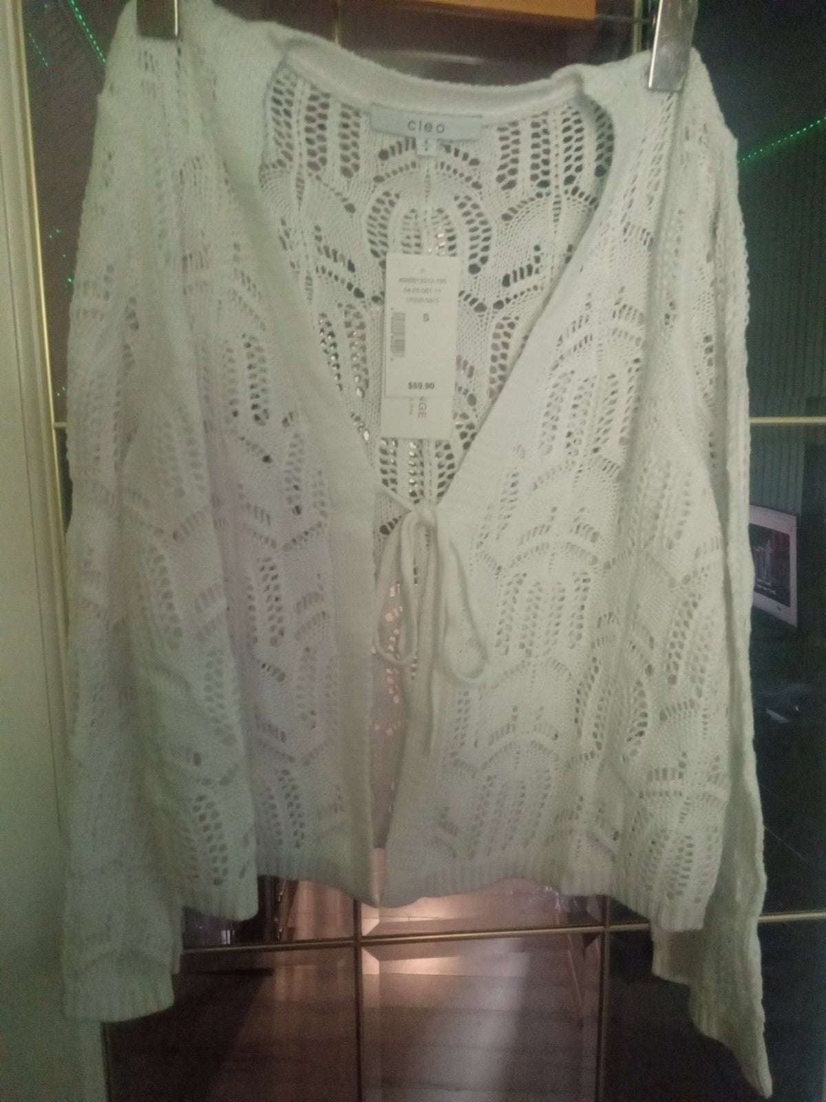 Cleo White Crochet Cardigan Cover Up NWT Size S Cotton Boho Beach Layer