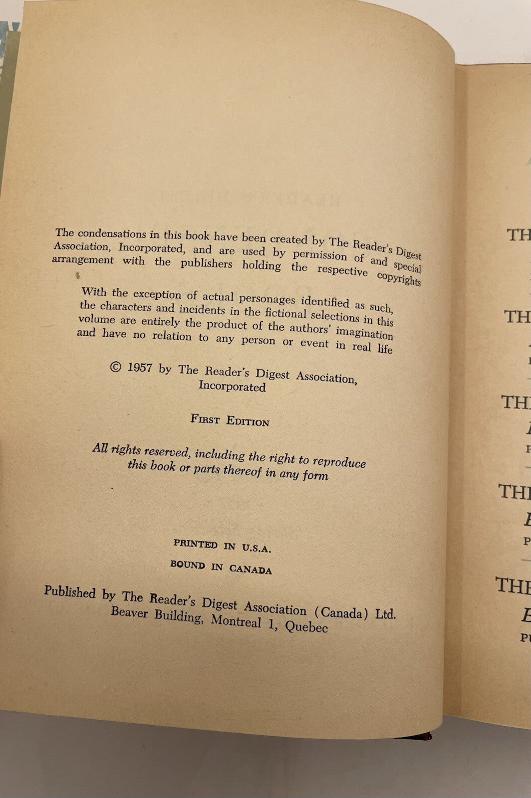 Readers Digest Condensed Books Vol 2 1957 Spring HC - Near Mint