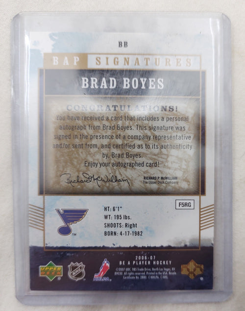 Brad Boyes Autograph 2006-07 Be A Player Signatures NHL Blues