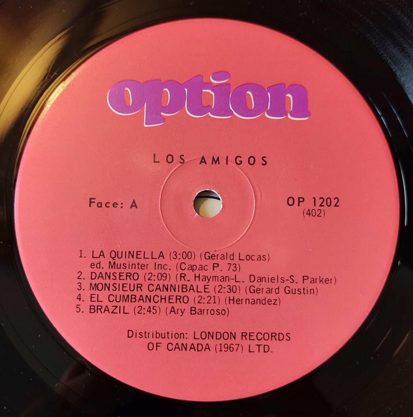 Los Amigos Option OP-1201 1967 Mono/Stereo Cha-Cha Tango Mambo LP