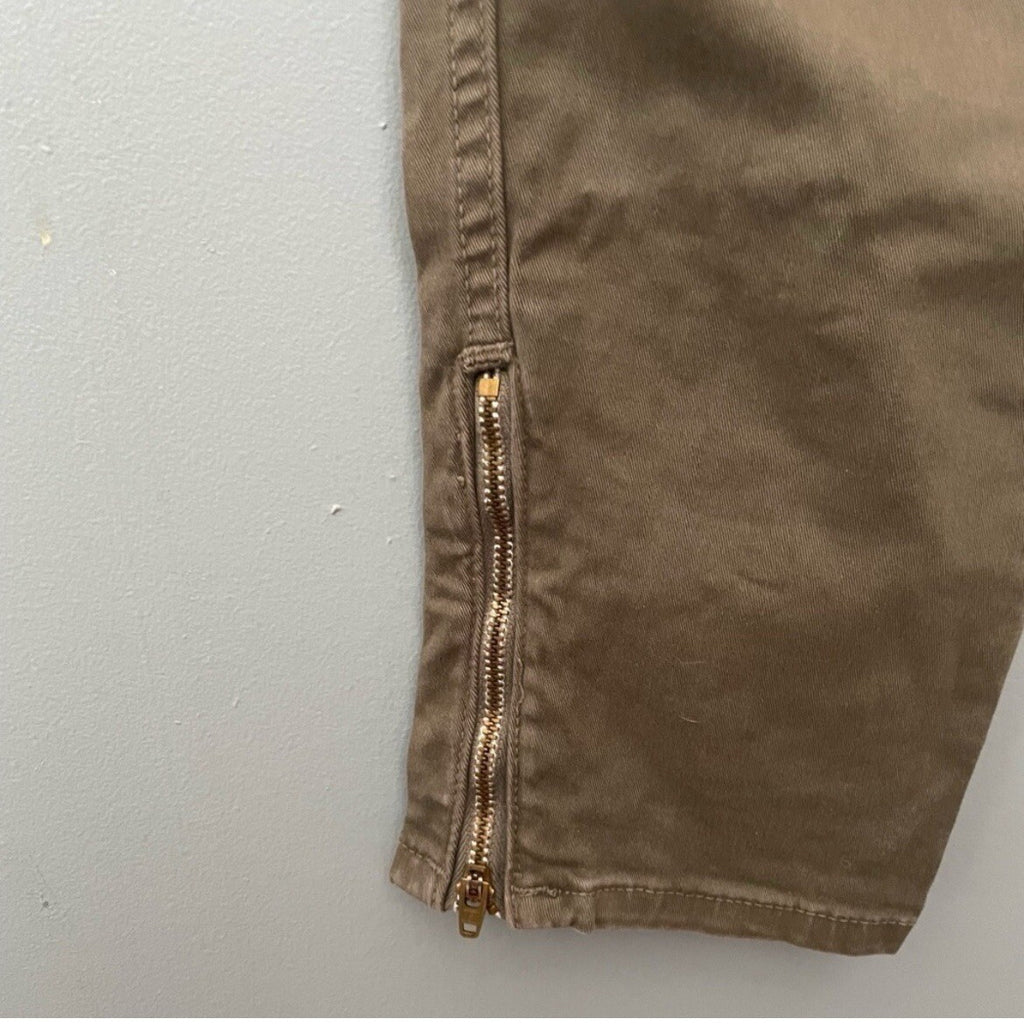 NYDJ Olive Skinny Ankle Pants Zipper Detail Women's Size 0 Stretch Fit