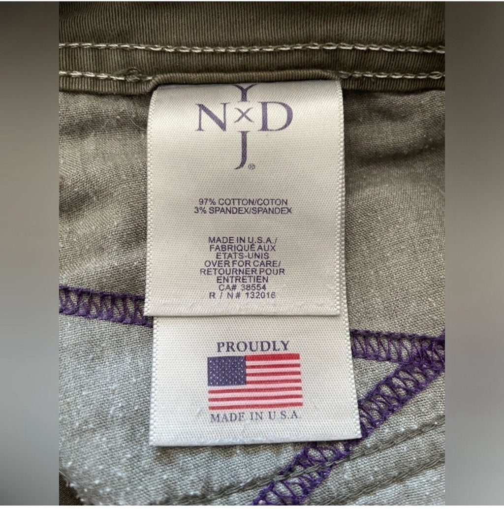 NYDJ Olive Skinny Ankle Pants Zipper Detail Women's Size 0 Stretch Fit