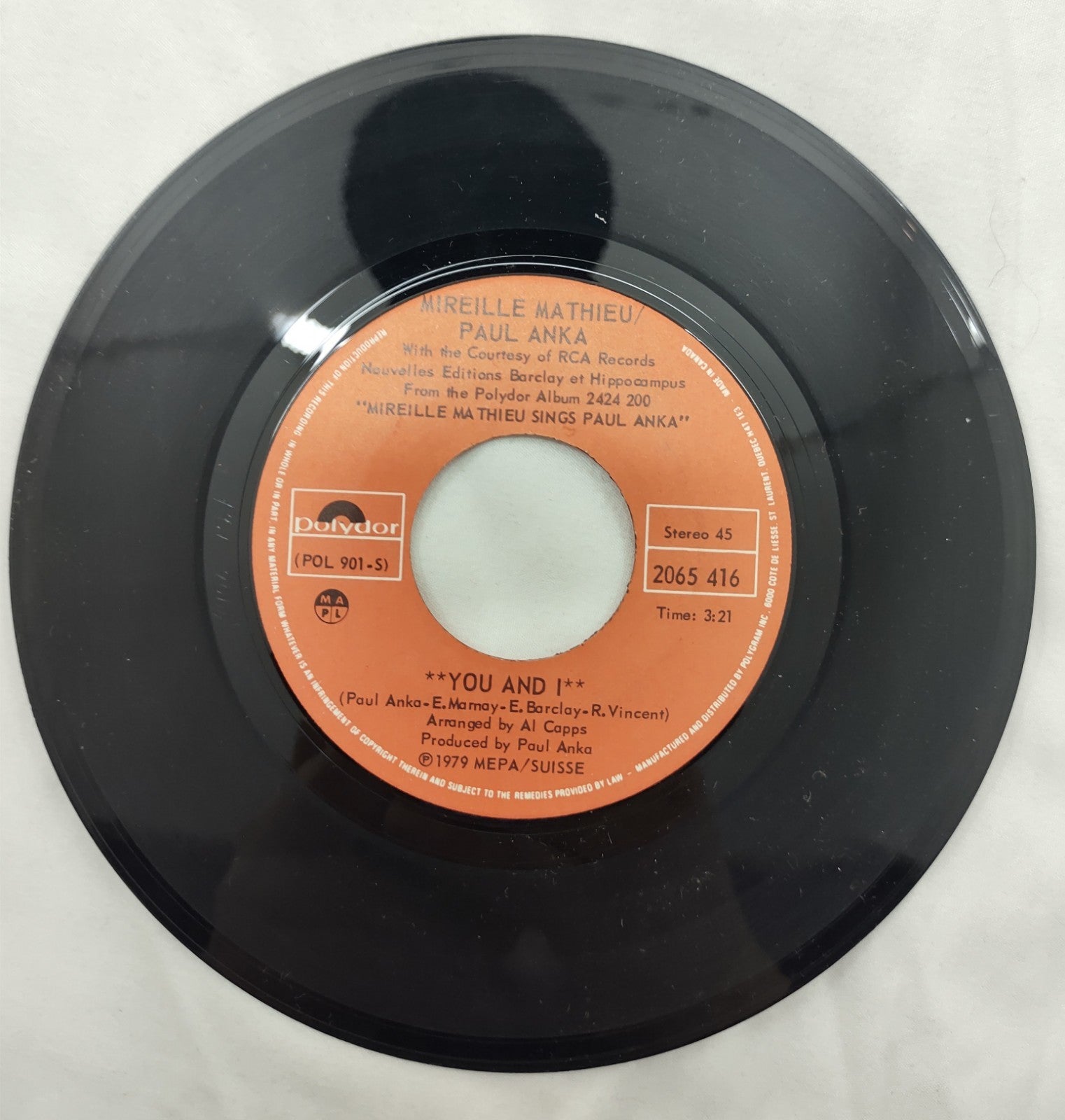 Mireille Mathieu – A Man and a Woman 7” Polydor 2065 416 Stereo 1979