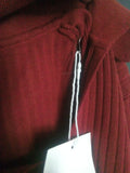 Maiora Red Ribbed Collared Long Sleeve Shirt NWT Woman's Casual Dress Top S/M