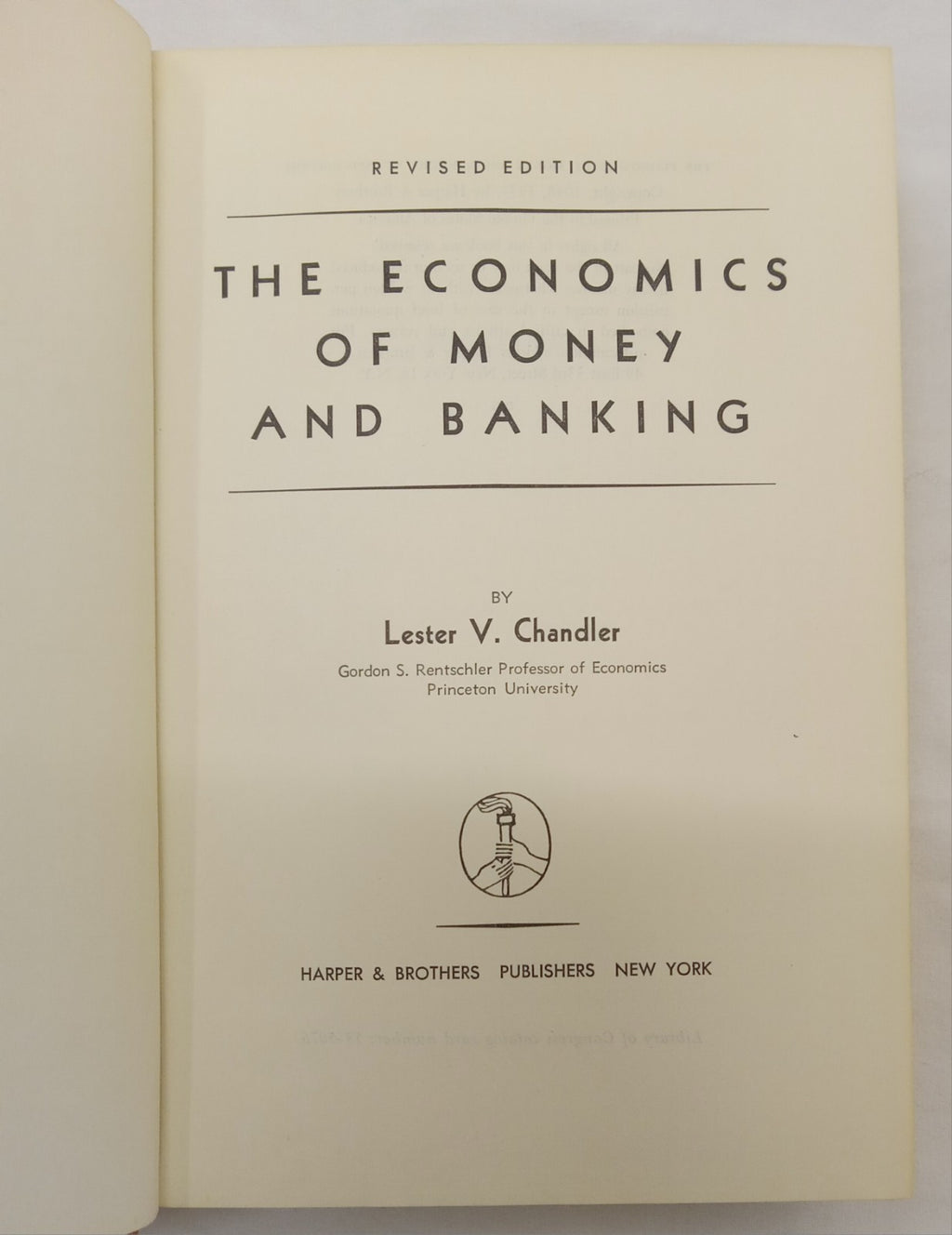 Economics of Money & Banking by Chandler – VG+ Vintage 1953 Textbook