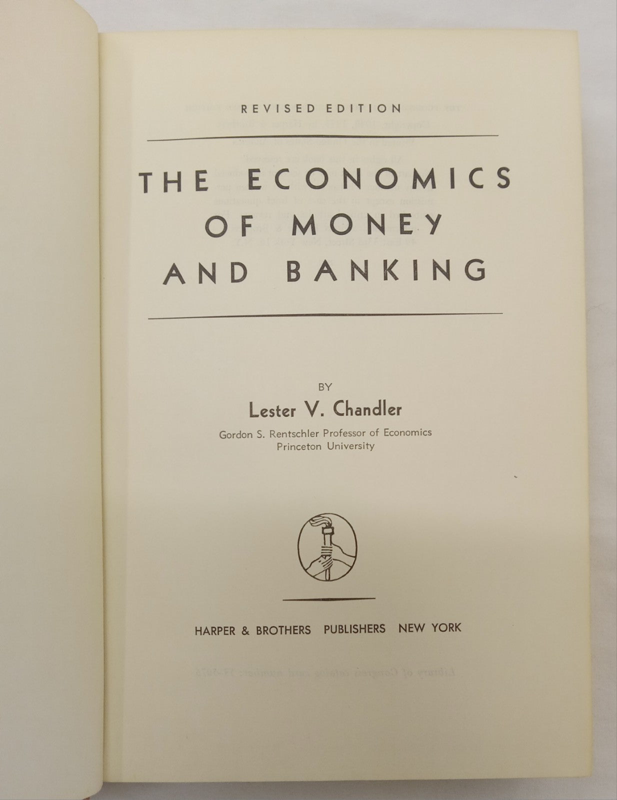 Economics of Money & Banking by Chandler – VG+ Vintage 1953 Textbook