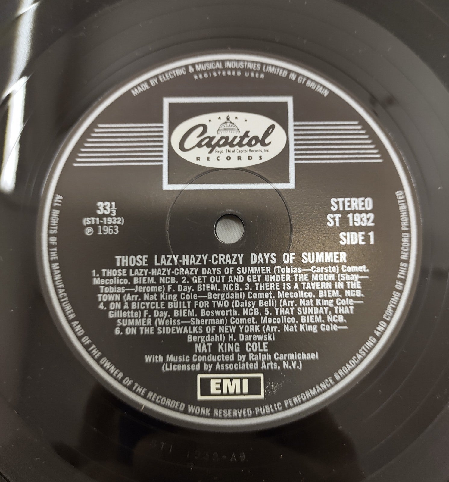 Nat King Cole – Lazy-Hazy-Crazy Days of Summer LP ST1932 VG