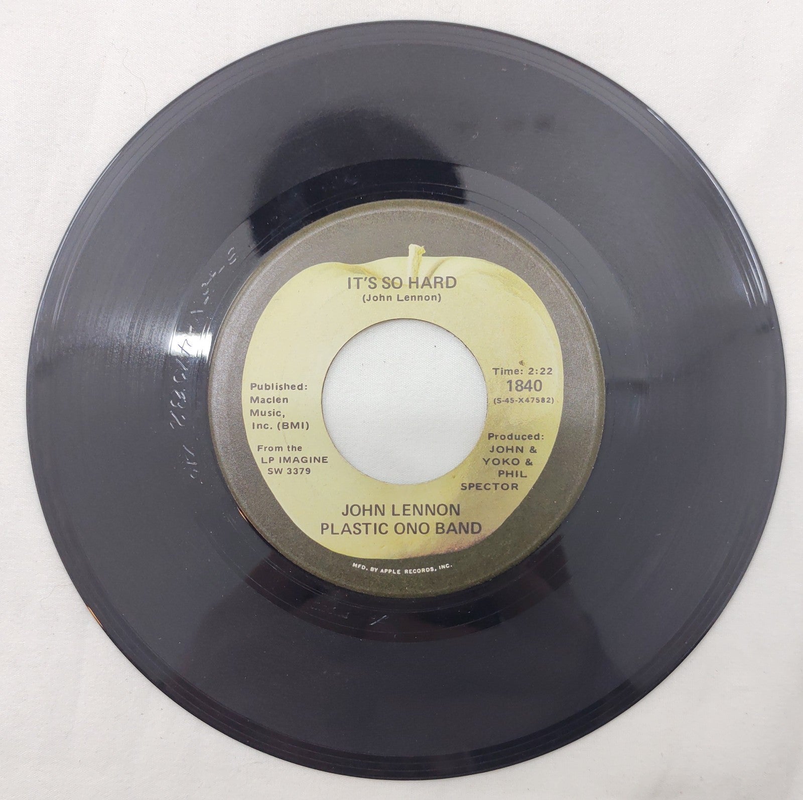 John Lennon Imagine / It’s So Hard 45 RPM 7" Apple Rock Vinyl Single 1840