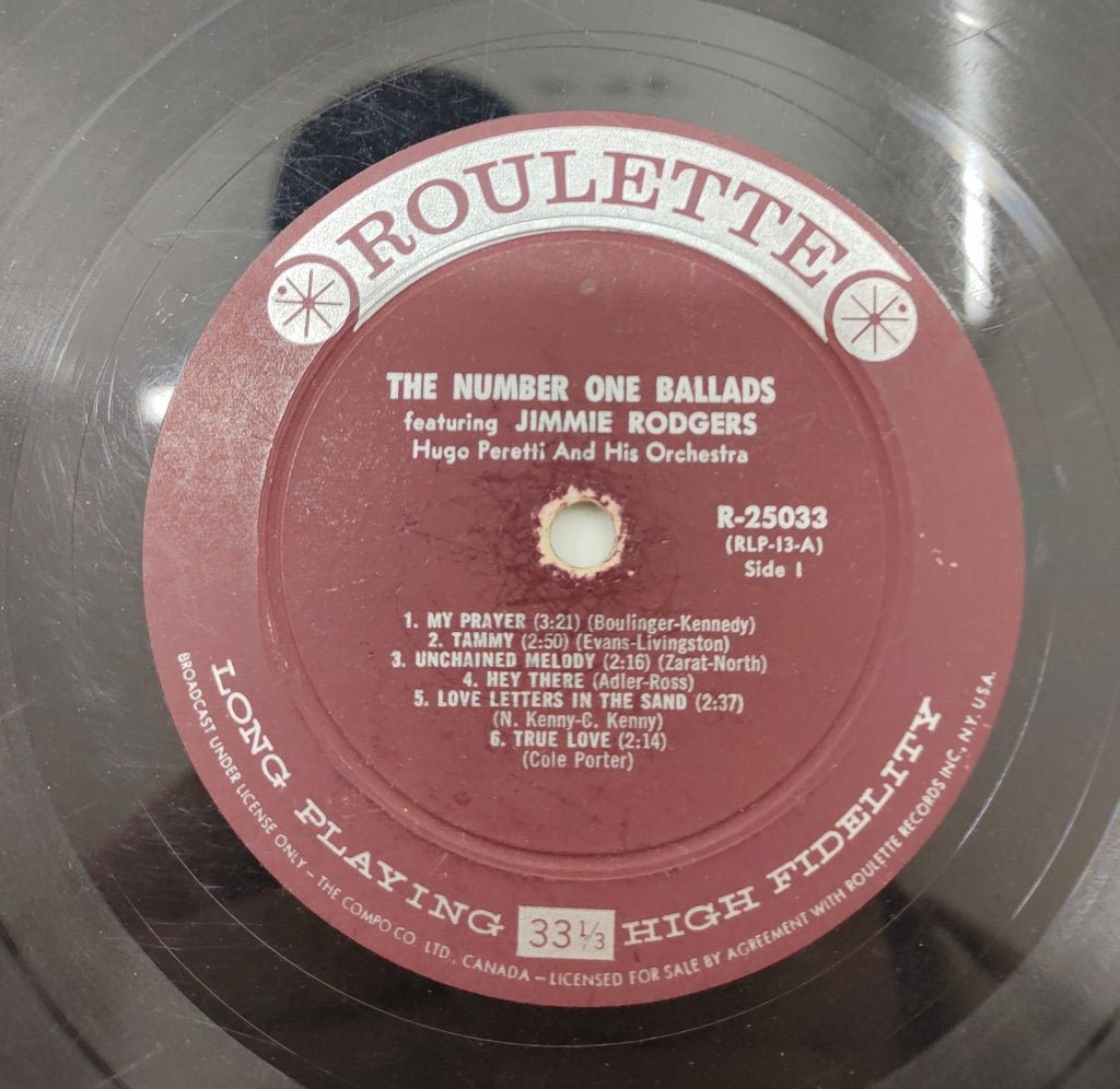 Jimmie Rodgers – The Number One Ballads (1958) Roulette R-25033 Vinyl LP