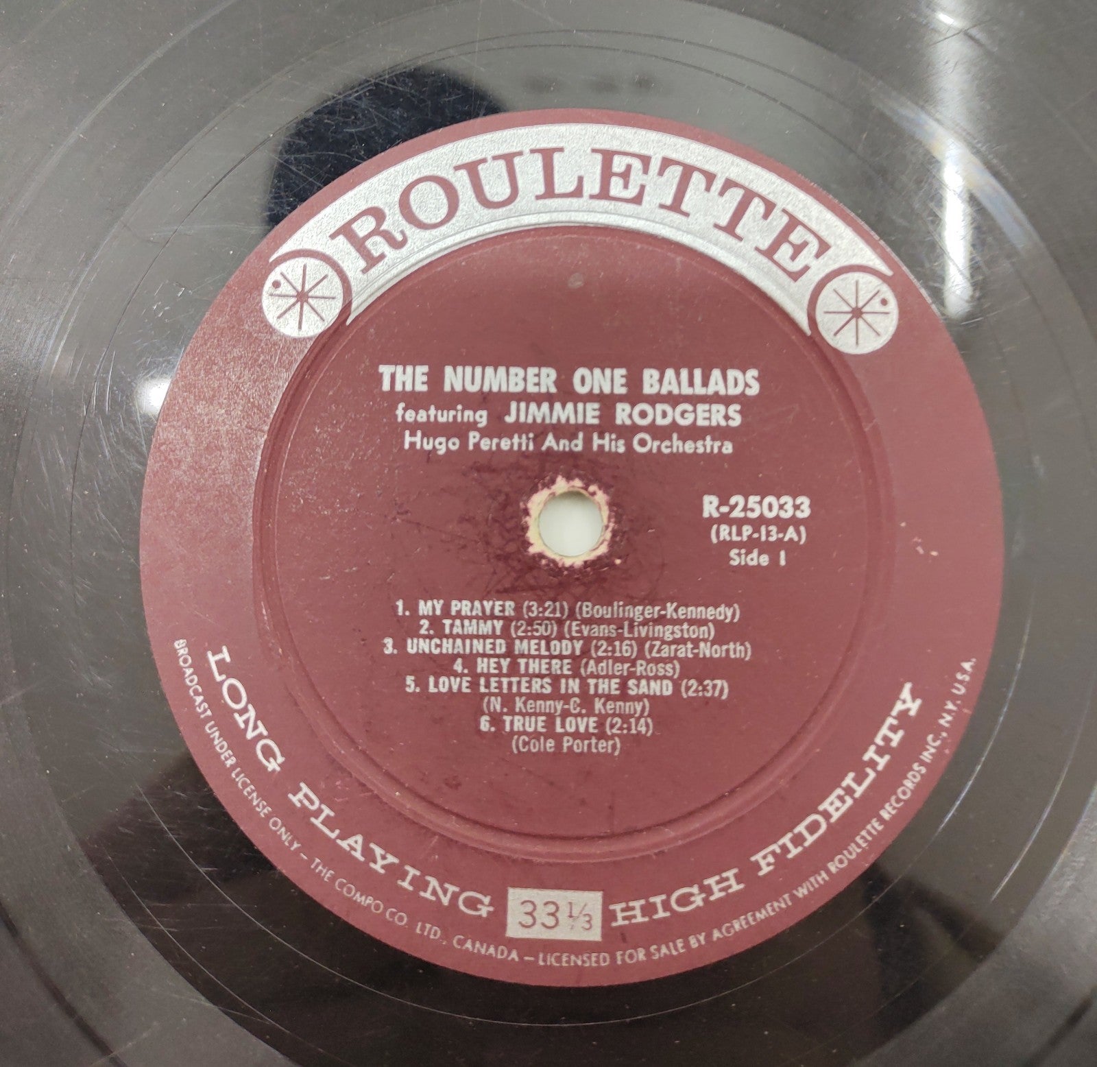 Jimmie Rodgers – The Number One Ballads (1958) Roulette R-25033 Vinyl LP