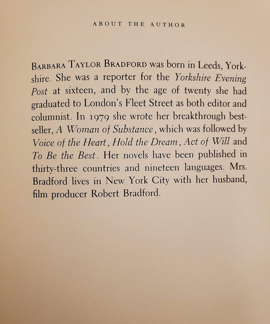 The Woman in His Life by Barbara Taylor Bradford – G+ Romance Hardcover