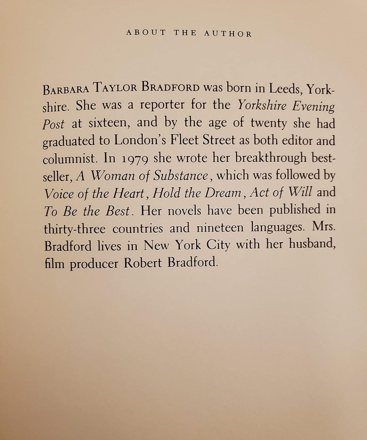 The Woman in His Life by Barbara Taylor Bradford – G+ Romance Hardcover