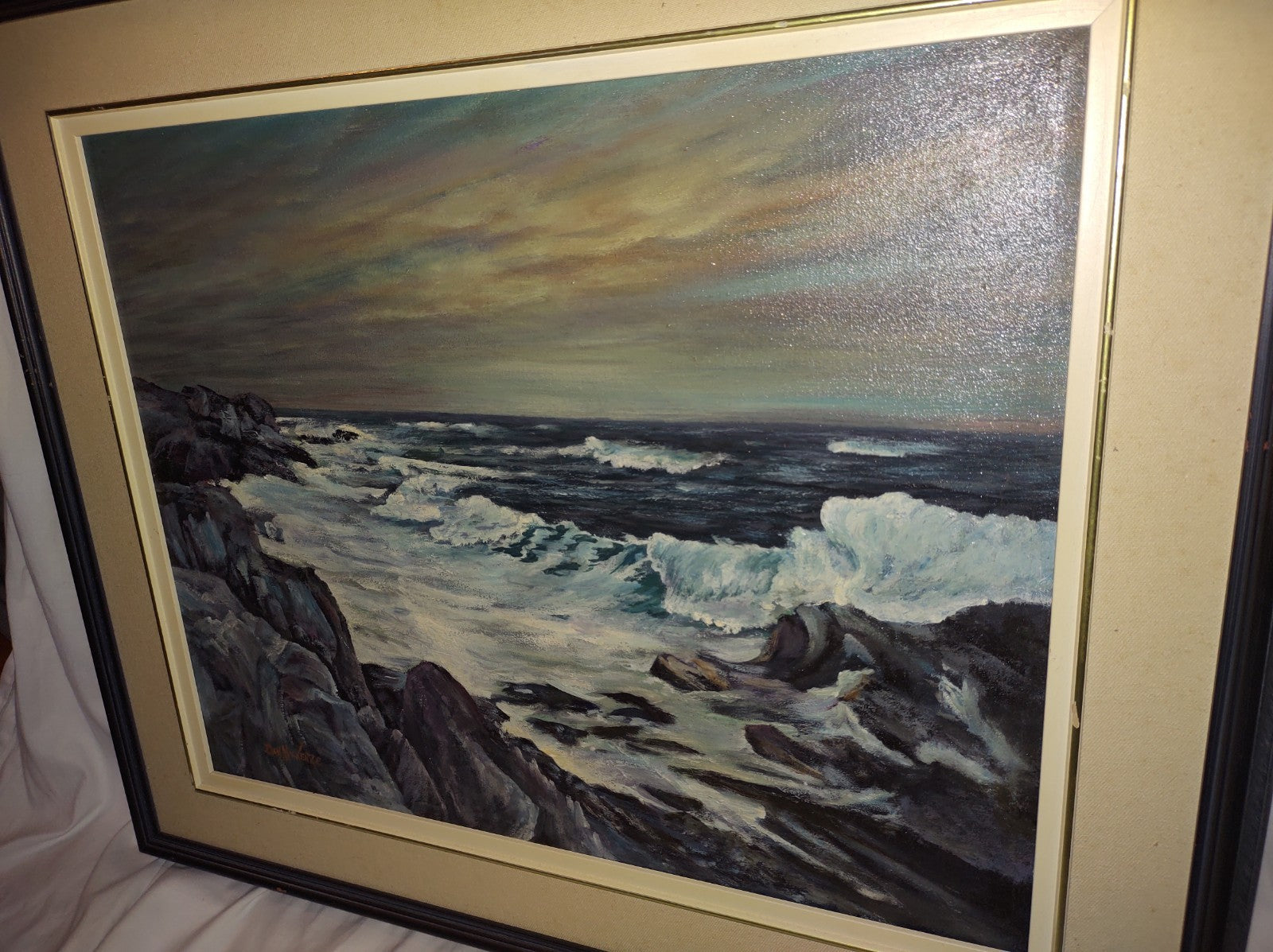Dan Mackenzie Coastal Shoreline Acrylic Painting Waves on Rocks Maritime Art