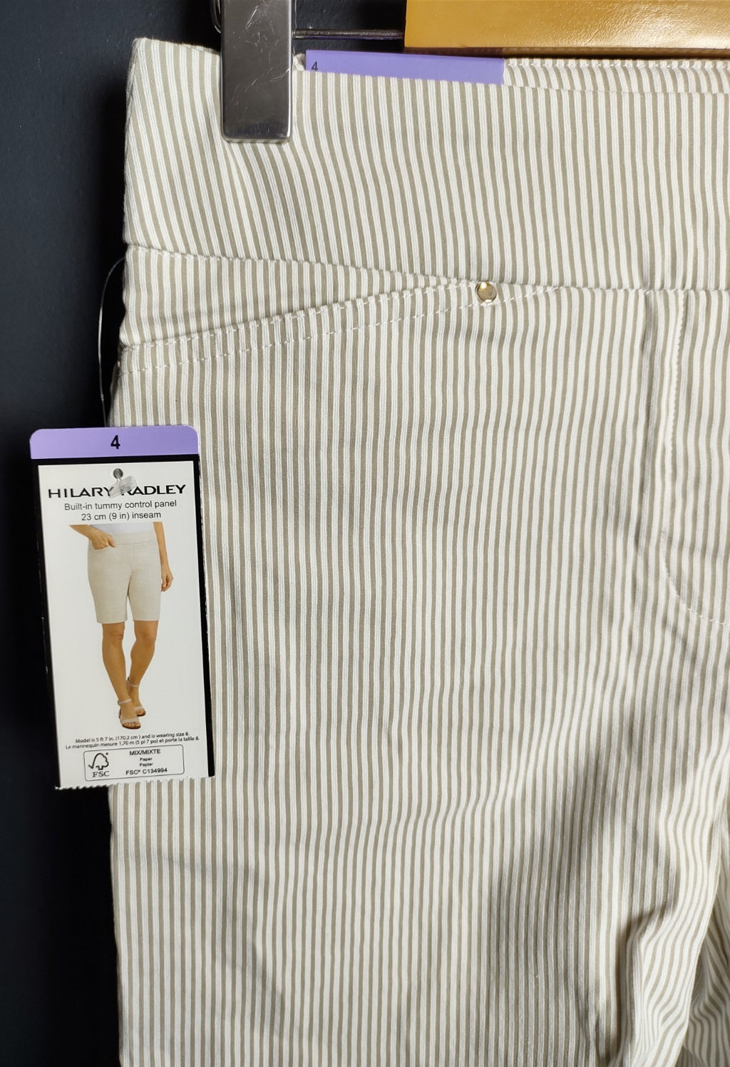 Hilary Radley Beige White Stripe Shorts NWT Women’s Summer Casual Wear