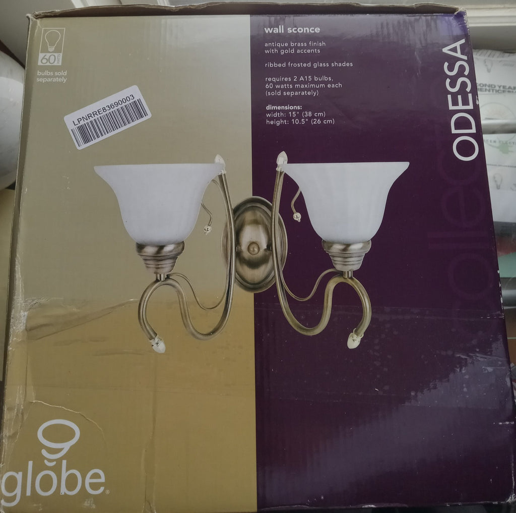 2‑Light Brushed Nickel Bathroom Vanity Sconce – Frosted Glass Shades Fixture